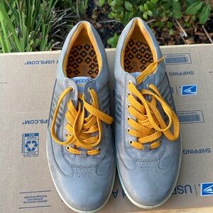 ECCO Men's Gray Sneakers with Yellow Accents size 46